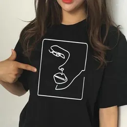 Women's T Shirts Face Abstract Simple Women Tshirt Cotton Casual Funny Shirt Gift For Lady Yong Girl Top Tee Drop Ship