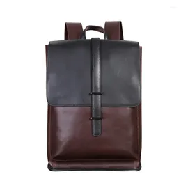 Backpack Leather Men Crazy Horse Men's Back Bag Business Office Travel Bags Schoolbag Simple Laptop
