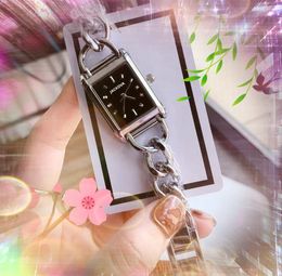 Luxury Rectangle Shape Dial Women Watch 32mm Fashion Women Dress Clock Full Stainless Steel Band Bracelet Business Leisure Lady Quartz Wristwatch Gifts