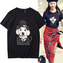 High Street Wear New Designer funny cute dog Style Short-Sleeved T-Shirt Men and Women Same Style Printing Pattern Round Neck cotton graphic women tee