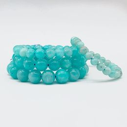 Strand A Nature Amazonite Not Dyed Really Colour Round Bead Bracelet For Girl Women 4-12 MM Glass Good Quality