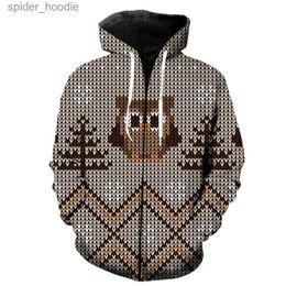 Men's Hoodies Sweatshirts Christmas Style Zipper Hoodie Men Women Cool Harajuku Streetwear Unisex Hip Hop Fashion 2022 Hot Sale 3D Printed Oversized Tops L231101