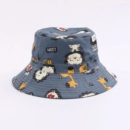 Berets Hat Bucket Kids Toddler Lion Print Children's Fisherman Baby Spring Summer Pure Cotton Sun Breathable Adjustable Caps