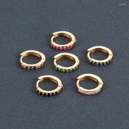 Hoop Earrings 7mm Small Colourful CZ Women Chic Round Zircon Ear Stud Gold Filled Cartilage Studs Tragus