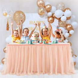 Party Decoration White Table Skirt Tutu Tulle Tableware Cloth Baby Shower Birthday Halloween Banquet Wedding Red Skirting Cover Home Decor