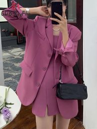 Women's Suits Jacket Autumn Blazer Mujer 2023 Korean Purple Office Lady Casual Loose Long Sleeve Top Oversize Blazers Coats Women