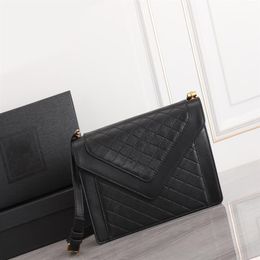 Designer Retro Black Gaby Quilted Lamb Leather Shoulder Bags Front Flap Diamond Thread Handbags Magnetic Snap Closure Long Strap C2386