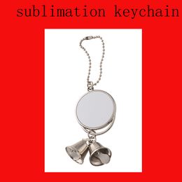 20pcs Bag Parts Sublimation DIY White Circle Blank Double Bell Keychain