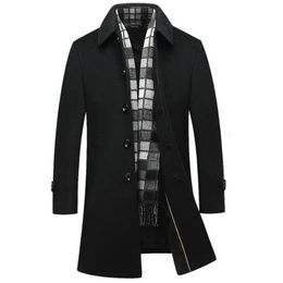 Men's Wool Blends Brand Long Wool Coat Men Fashion Pea Jacket Blends Slim Cotton Winter Jackets Mens en Overcoat abrigo hombre 231101