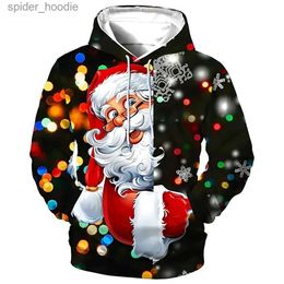 Men's Hoodies Sweatshirts New Christmas Hooded For Men 3d Santa Claus Print Hoodies Autumn Winter Long Sleeve Sweatshirt Casual Top Oversized Men Clothing L2311