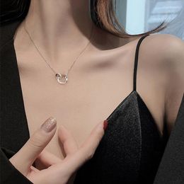 Pendant Necklaces Necklace For Women Party Jewellery Gift 999 Sterling Silver Double Ring Interlocking Gold Rose Colour