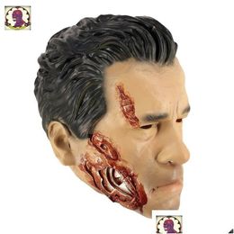 Party Masks Party Masks Realistic Arnold Schwarzeer Mask Latex Robot Terminator Fancy Dress Masquerade Movie 230713 Drop Delivery Home Dhsmt