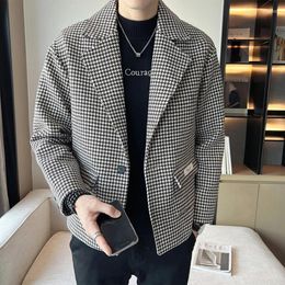 Men's Suits 2023 Brand Clothing Plaid Bomber Winter Jacket Men Japanese Streetwear Jackets For Slim Fit Coat 3XL