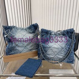 Shoulder Bags Channel 22 Denim Grand Shopping Bag Tote Travel Designer Woman Sling Body Bag Most Expensive Handbag with Chain Gabrielle Quilted