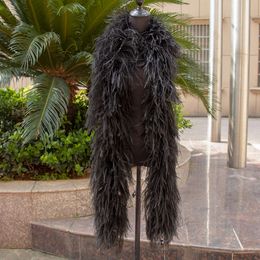 Customzied Feather Boa 6ply Black Ostrich Feathers Boa Scarf for Wedding Party Dress Sewing Decoration Plumas Trimming