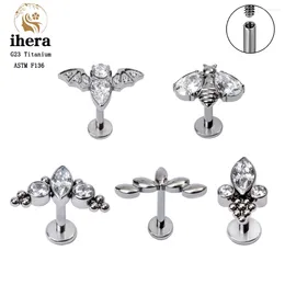 Stud Earrings G23 Titanium Piercing For Women 16G Internally Thread CZ Zircon Ear Cartilage Tragus Lip Jewelry