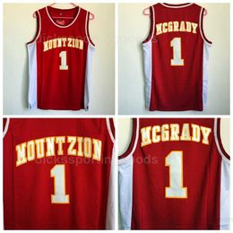 NCAA College Men Tracy McGrady Jerseys 1 Basketball Wildcats Mountzion McGrady High School Jerseys University Red Breathable Free Shipping