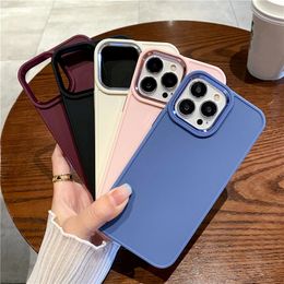 Metal Plating Lens Protective Frame Phone Case For iPhone 15 14 Plus 15 14 13 12 11 Pro Max Solid Colour Soft Silicone Shockproof Cover