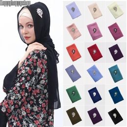 Scarves Middle East Headwear Women Muslim Ethnic Chiffon Solid Colour Hijab Big Shawls Islamic Headband Wrap Arab Turban Long
