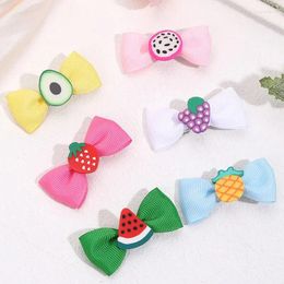 Hair Accessories 6Pcs Cute Strawberry Fruit Hairpins Solid Color Ribbon Pineapple Watermelon Barrettes Girls Clips Kids Party Headwear
