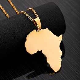 Pendant Necklaces Stainless Steel Africa Map Necklace For Women Men Fashion Long Twist Chain Simple Jewellery