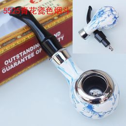 Smoking Pipes Chinese style oval celadon Coloured gum wood pipe classic curved dry tobacco pipe CF5525 iron pot tobacco pipe