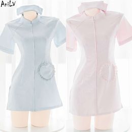 Ani Role Play Cute Gilr Nurse Dress with Hat Uniform Costume Women Sexy Nightdress Pamas Outfit Cosplay cosplay