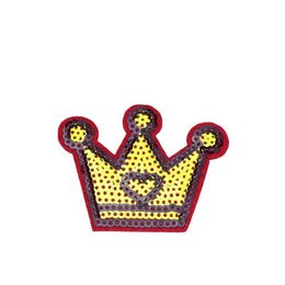 10PCS Gold Crown Sequined Patches for Clothing Iron on Transfer Applique Patch for Jeans Dress DIY Sew on Embroidery Sequins282N