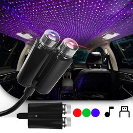 Night Lights Romantic Dual Colour Sound Activated LED Starry Sky Night Light 5V USB Galaxy Lamp for Car Roof Atmosphere Ambient Projector P230331