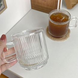 Wine Glasses 340ml Handle Cup Drinking Bottle Transparent Household Water Cups Summer Juice Coffee Beer Glass With Drinkware