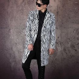 Men's Suits Youth Zebra Pattern Spring And Autumn Mid Length Nightclub Bar Show British Style Casual Suit