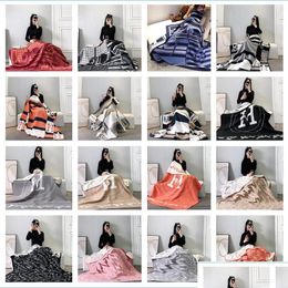 Blankets Blankets 16 Designs Letter Woolen Cashmere Blanket 135X170Cm Shawl Scarf Thick Soft Wool Warm Plaid Sofa Bed Decoration Air C Dhvli