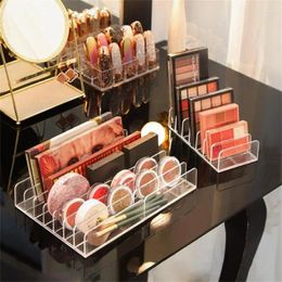 Caixas de armazenamento Crescedor de blush em pó de grande capacidade Organizador transparente Cosmetics Display Rack Saving Space Funcionalidade 7