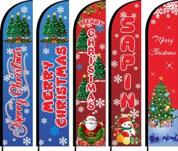 Banner Flags Feather Flag Beach Swoop Blade Knife Banner Happy Year Holiday Merry Christmas Festival Celebration Tree Gift Sale 231101