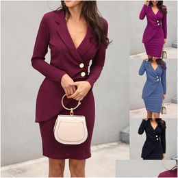 Basic & Casual Dresses Casual Dresses Womens 2023 Fall Fashion Slim Temperament Elegant Commuting Professional Female Drop Delivery Ap Dhohw