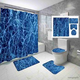 Shower Curtains Pcs Black and White Shower Curtain Sets with Non-Slip Rug and Bath Mat Marble Shower Curtain Set R231101