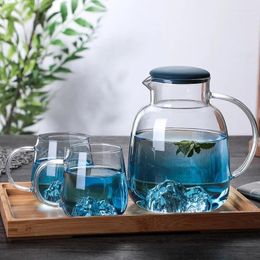 Hip Flasks Japanese-style Glass Cold Kettle Large Capacity Can Be Heated Thickened Creative View Mountain Pot Home Tea Set