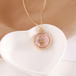 Pendant Necklaces 2023 Dried Flower Transparent Necklace For Women Michaela Female Creative Fashion Jewelry Anniversary Birthday Date Gifts