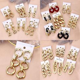 Dangle Earrings 2023 In For Women Korean Fashion Trend Female Big Large Thick Chain Acrylic Gold-plated