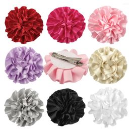 Hair Accessories 8 Pcs/lot Silk Ribbon Flower With Clips Girls Floral Hairpins Multilayer Lace Barrettes For Children