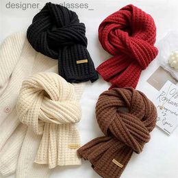Scarves Korean Scarves For Women Men In Autumn And Winter Thickened Thermal Knitted Scarf Unisex Scarf Long Size Warmer Scarves GiftsL231101