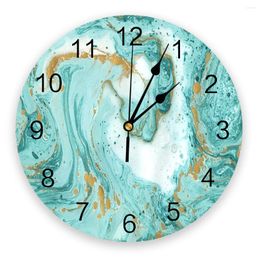 Wall Clocks Colourful Marble Turquoise Pattern Clock For Kids Rooms Silent Home Decor Living Room Kitchen Digital