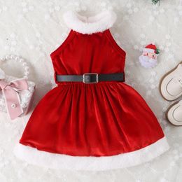 Girl Dresses Christmas Year Kids Baby Girls Sleeveless Pleuche Dress Autumn Infant Princess Children Clothes