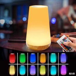 Night Lights Portable 13 Color Changing Night Light RGB Remote Control Touch Dimmable Lamp Table Bedside Lamps USB Rechargeable Night Lamp P230331