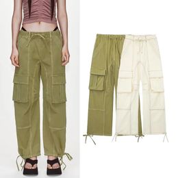 Women's Pants Capris Women Overalls Pant Casual Loose Pocket Decoration Trousers Female Streetwear 231101