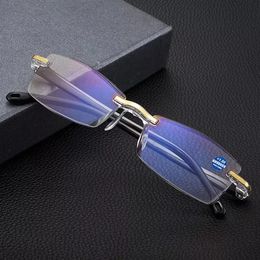 Sunglasses Frames Anti Blue Light Reading Glasses Men Business Rimless Presbyopic Eye Women Vintage Ultralight Optical Farsighted Eyewear 231101