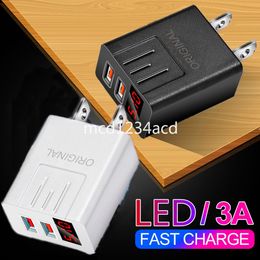 Fast Quick Chargers EU US Dual Ports LED Display 5V 3.1A Wall Charger AC Travel Home Power Adapters For IPhone 12 13 14 Samsung Lg M1
