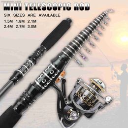 Boat Fishing Rods NEW 1.5M-3.0M High Quality Rod Reel Combos Super short Pocket fishing rod telescopic Carbon Spinning Rod Travel Fishing Tackle Q231101