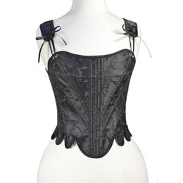 Women's Shapers Women's French Tank Top To Wear Out Sexy Shoulder Strap Corset Lace Up Women Staghorn Embossed Jacquard Camisole Bustier