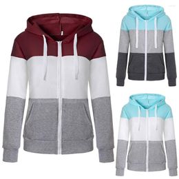 Women's Jackets Plus Size Patchwork Hooded Jacket Pockets Casual Ladies Slim Zipper Coats Female Winter Long Sleeve Streetwear Womens